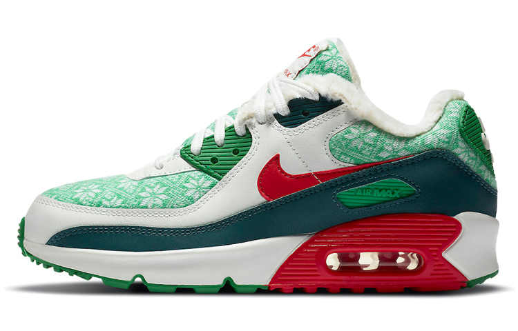 Женские кроссовки Nike Air Max 90 "Christmas 2020" (зелено-бело-красные)