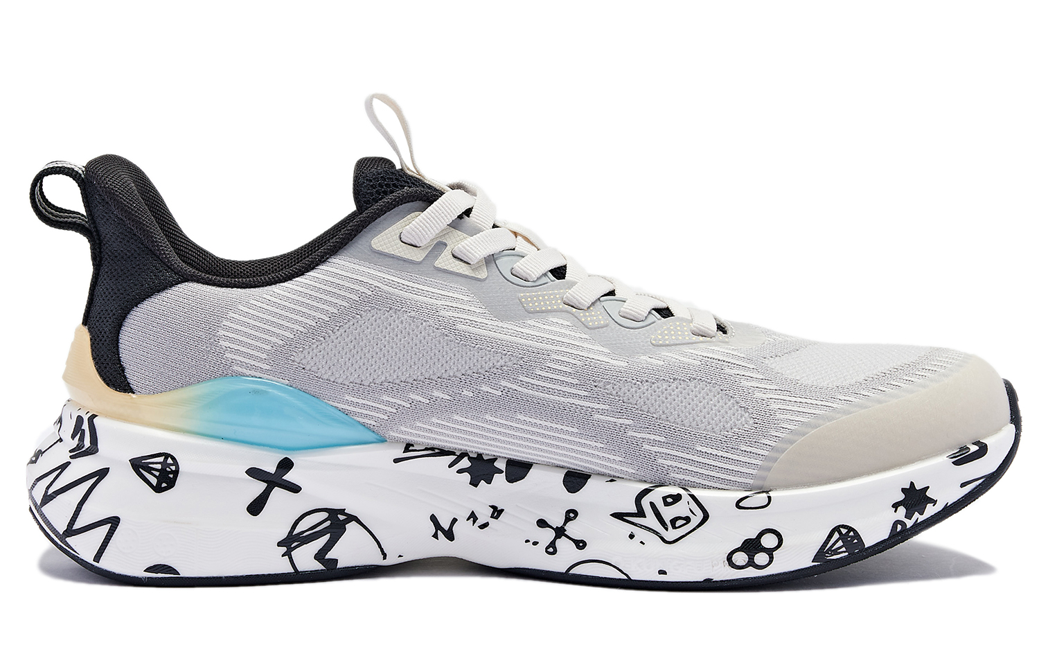 QIAODAN Winding 12 Sports Cushioning, Wear Resistant Low top Running Shoes Men’s White Blue