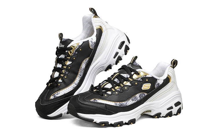Женские кроссовки Skechers D'Lites (черно-золотые) — фото 4