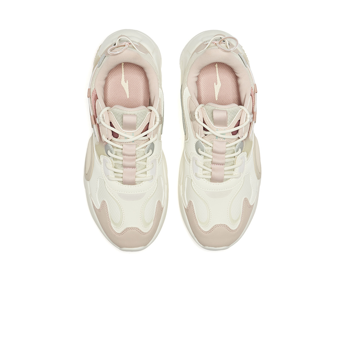 Erke Textile, Synthetic Leather Cushioning Slip Resistant Low top Training Running Shoes Unisex White Pink