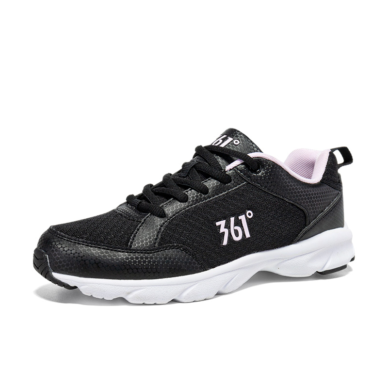 361° Cushioning Breathable Lightweight Low top Casual Running Shoes Women’s Obsidian Black Pure White Pink