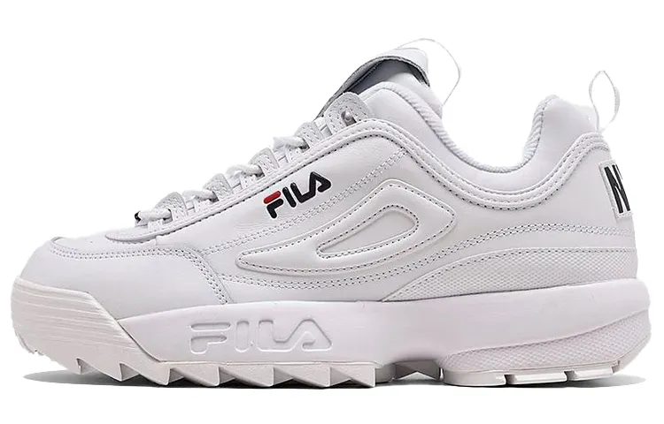 FILA Disruptor 2 Textile, Synthetic Leather Low top Chunky Sneakers Men's White Black Korean Style