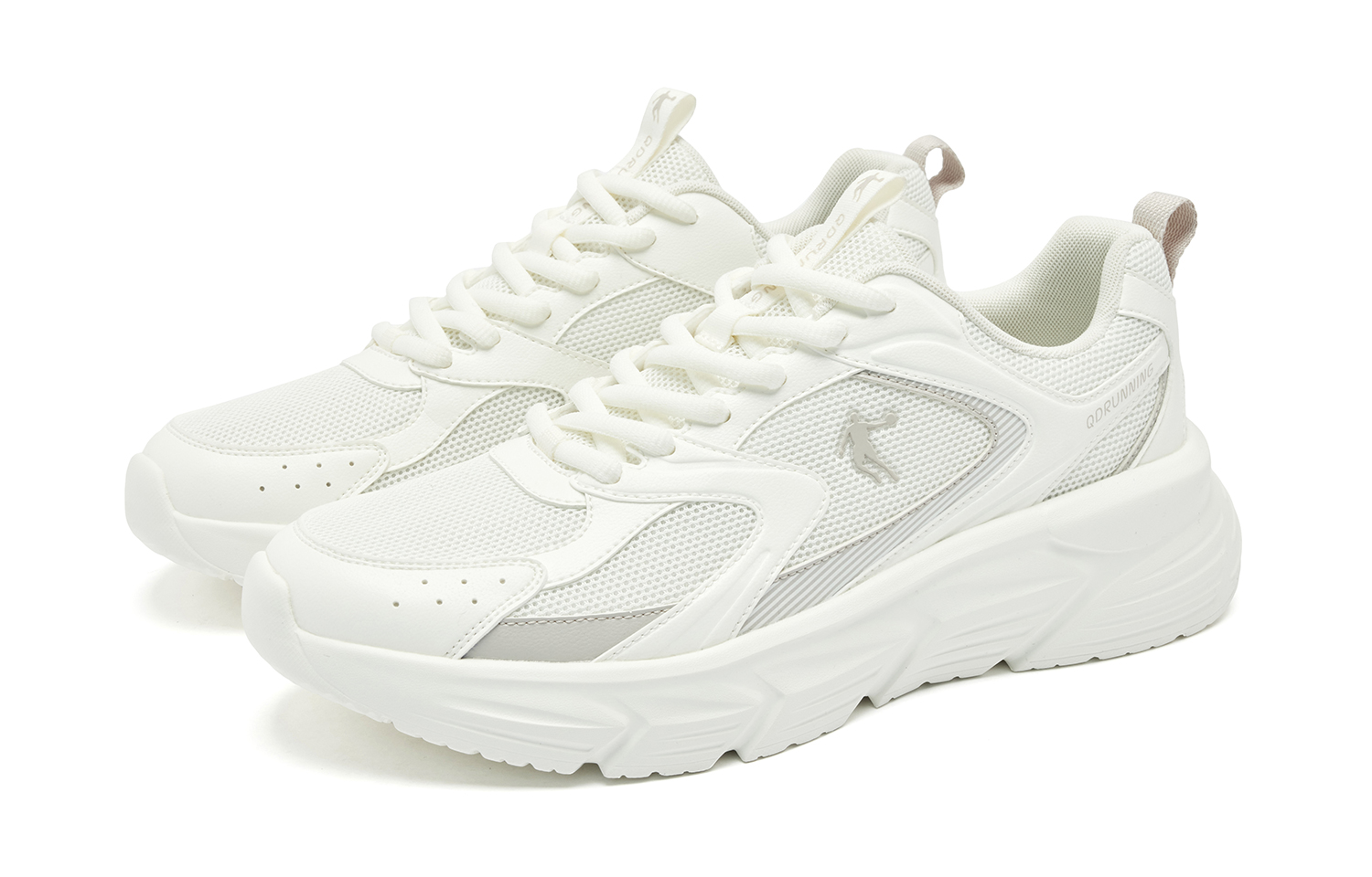 QIAODAN Cushioning Slip Resistant Abrasion Resistant Low top Casual Running Shoes Men’s White