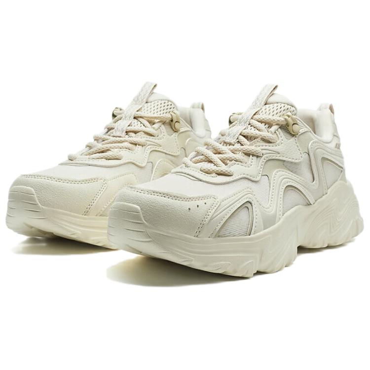 XTEP Comfortable And Trendy Lightweight Height Increasing Low top Outdoor Shoes Women’s Tea White