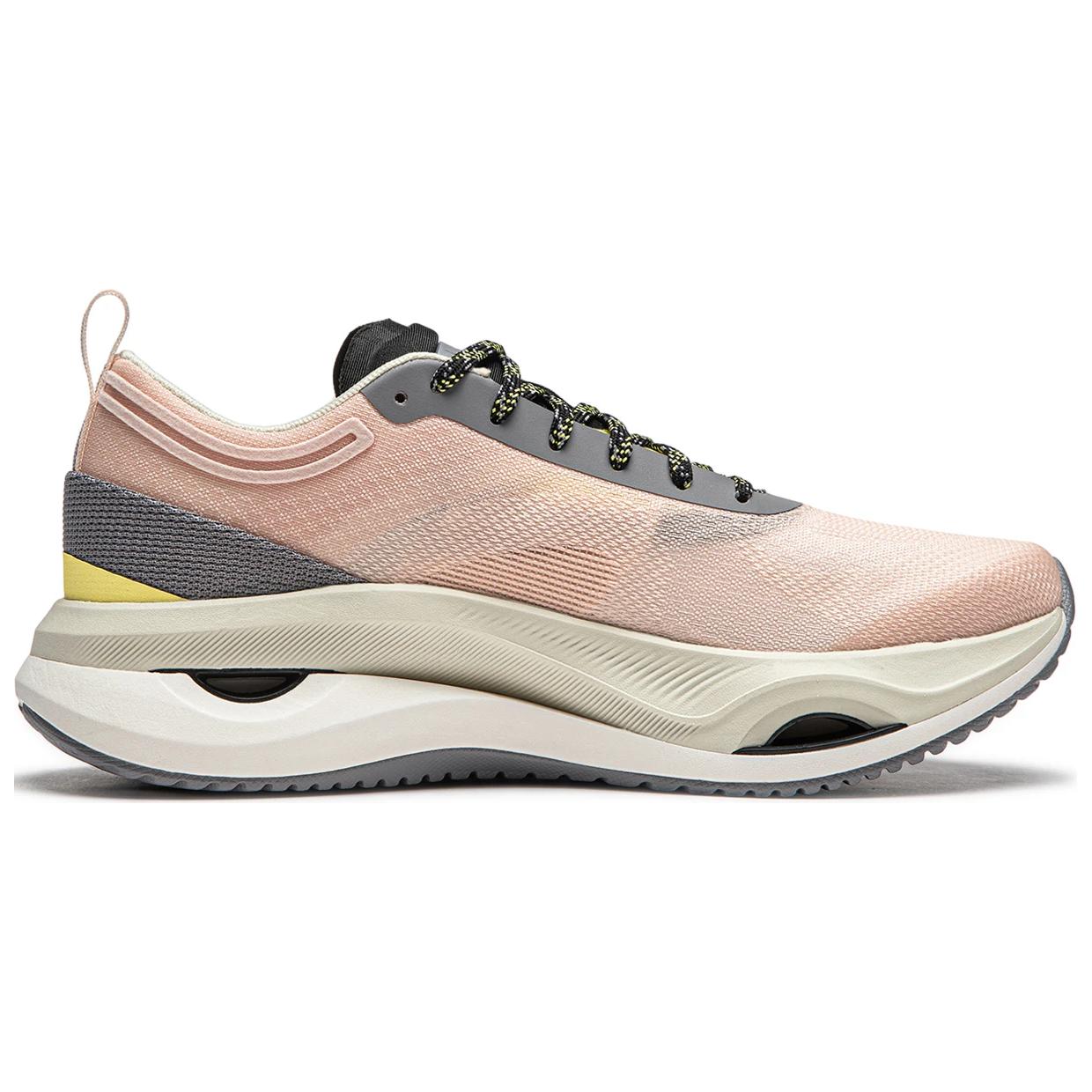 Li Ning Fabric Cushioning Slip Resistant Abrasion Resistant Lightweight Rebound Low top Running Shoes Women’s Pink Gray