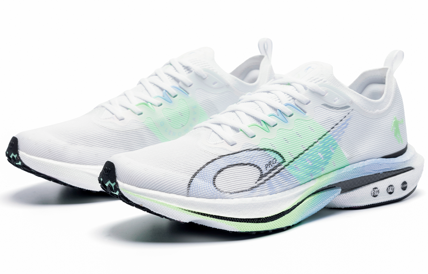 QIAODAN Cushioning Slip Resistant Abrasion Resistant Low top Running Shoes Women’s White Green