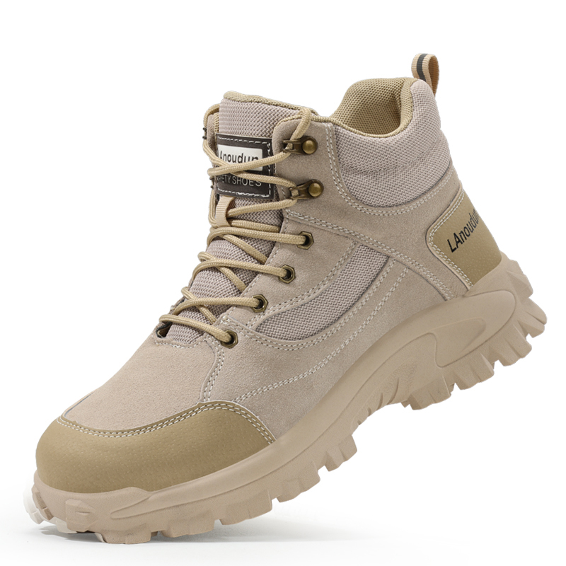 LANOUDUN Abrasion Resistant, Impact Resistant High top Outdoor Shoes Men’s Light Brown