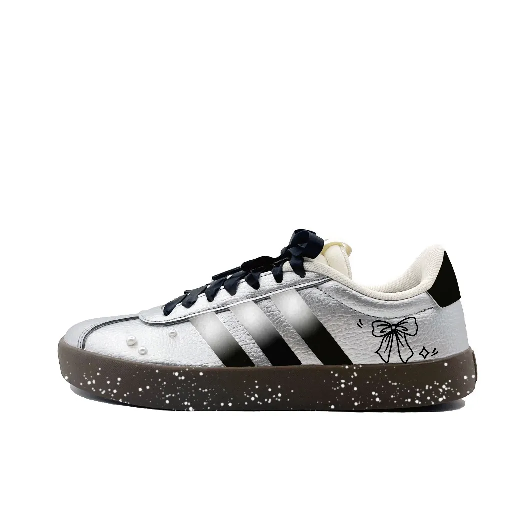 Adidas VL COURT 3.0 Lost Black Bream Abrasion Resistant Low top German Army Trainers Unisex Silver