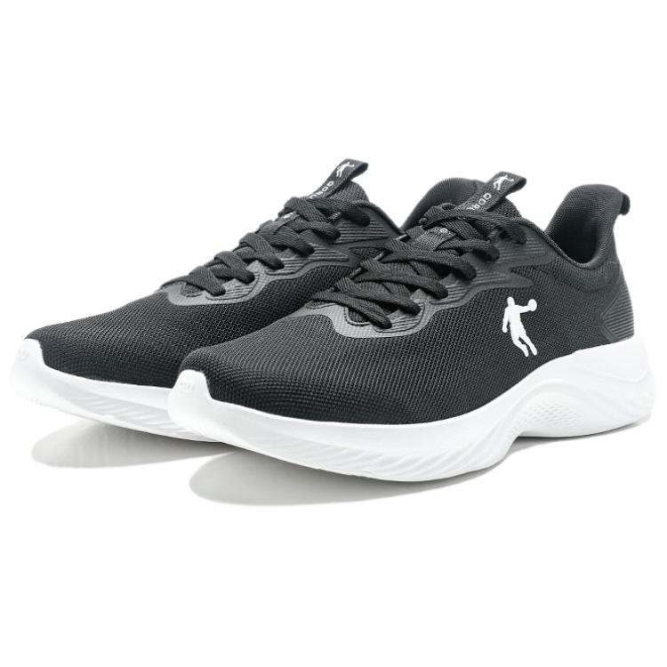 QIAODAN Cushioning Slip Resistant Abrasion Resistant Breathable Low top Casual Running Shoes Men’s Black White