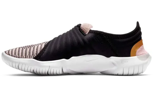 Nike Free RN Flyknit 3.0 barefoot comfortable, fashionable, shock-absorbing, non-slip, wear-resistant, lightweight, low-cut casual running shoes, women's black gold