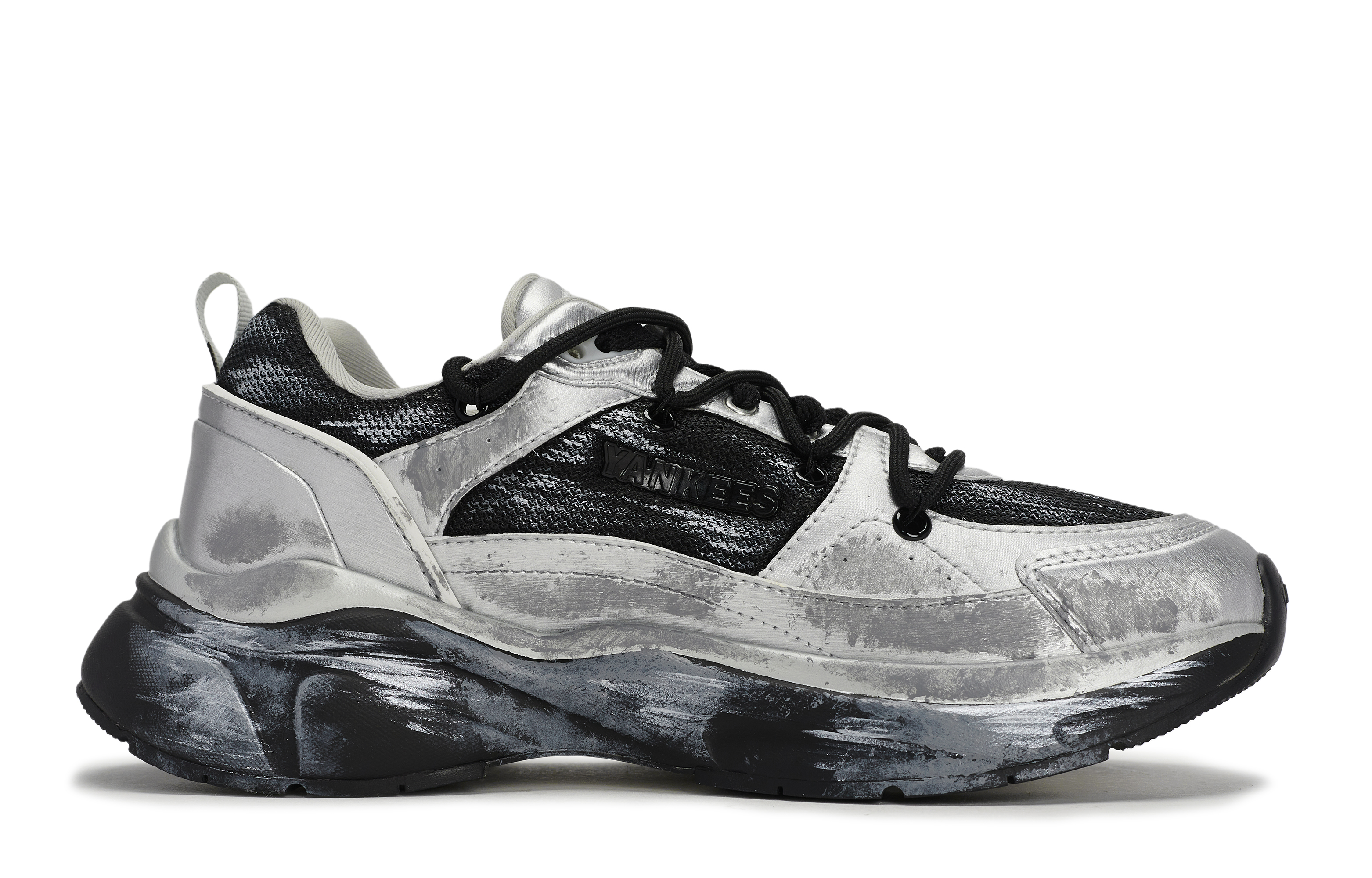 MLB Fast Ball Classic Monogram Abrasion Resistant Low top Running Shoes Unisex Black Gray