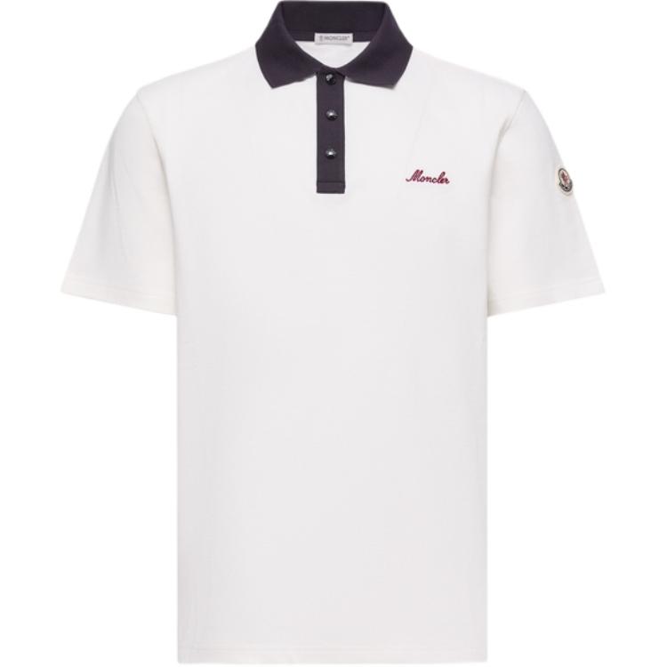 Мужское поло Moncler Embroidered Polo (белое)