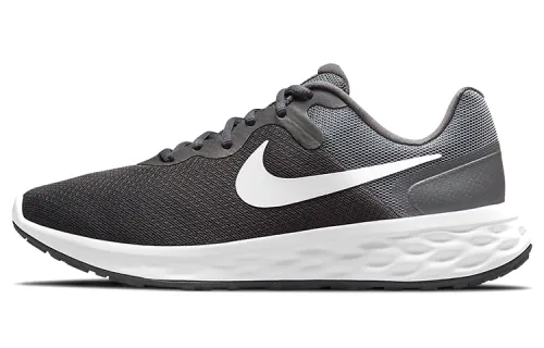 Nike REVOLUTION 6 round toe lace-up fabric low-top training long-distance running shoes men's black recyclable materials