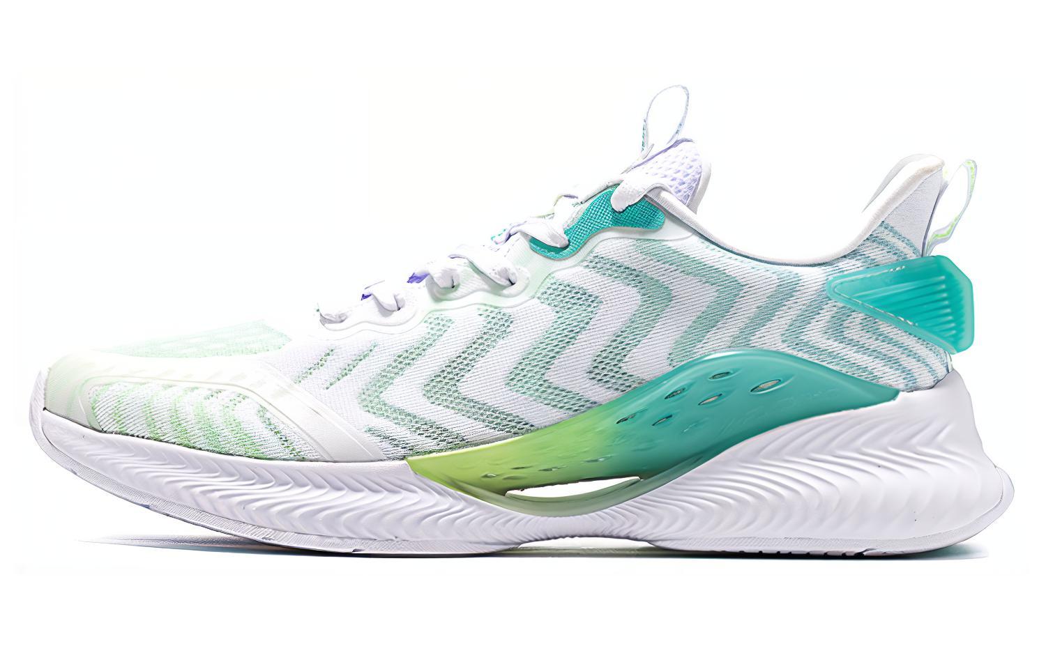Xtep Hydrogen Wind 4.0, comfortable and versatile, shock-absorbing, non-slip and wear-resistant, low-top running shoes, men's white and green