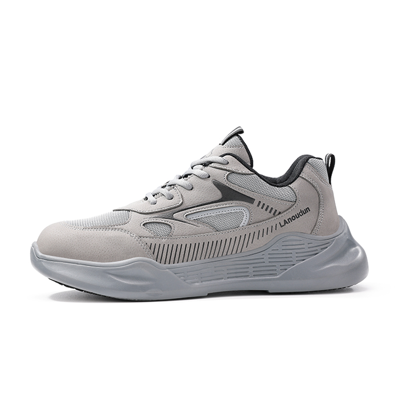 LANOUDUN Slip Resistant, Abrasion Resistant, Lightweight Low top Outdoor Shoes Men’s Light Gray