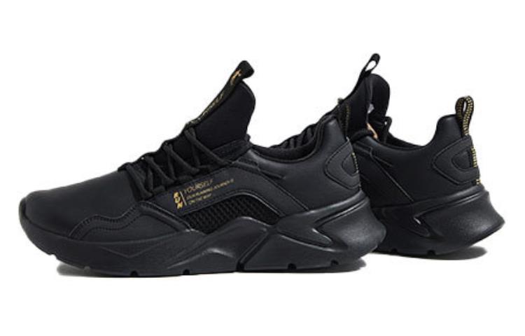 QIAODAN Cushioning Slip Resistant Low top Casual Running Shoes Men’s Black Gold
