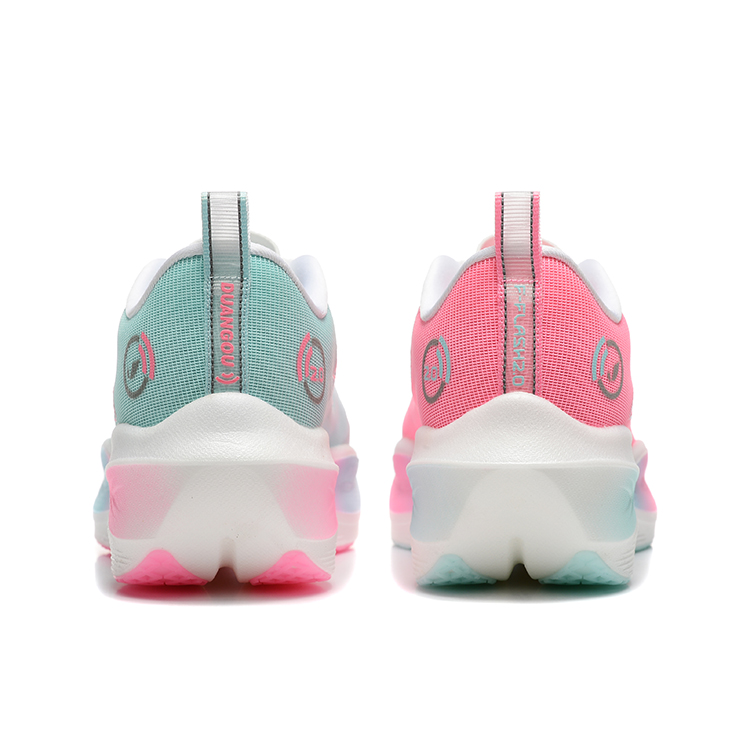DUANGOU Mesh Low top Running Shoes Unisex White Pink Blue Love Mismatched