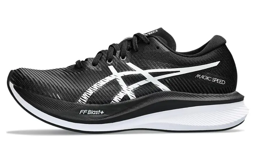 ASICS Magic Speed 3.0 Textile, Synthetic Leather Low top Running Shoes Women's Black White