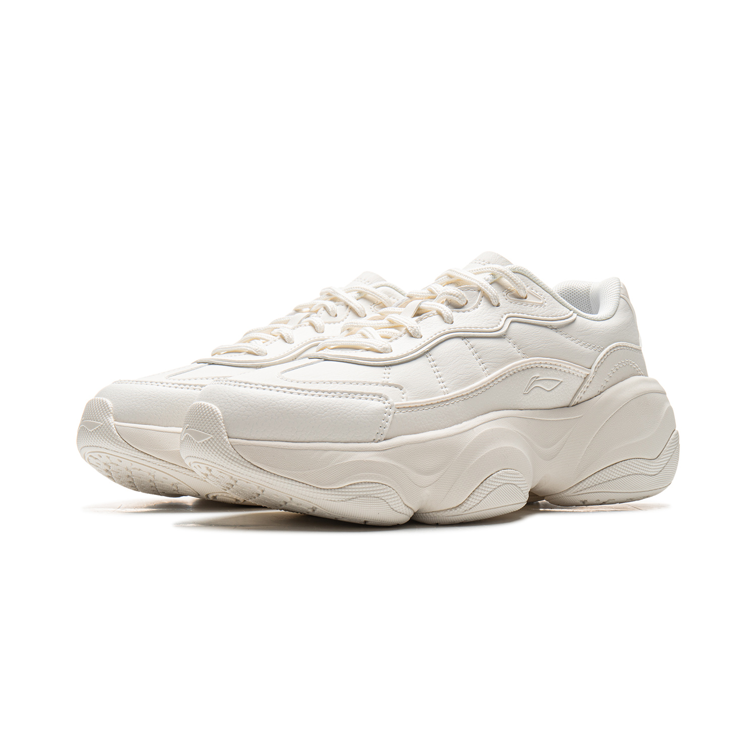 Li Ning Honey Fabric Cushioning Abrasion Resistant Height Increasing Low top Casual Running Shoes Women’s Mist White