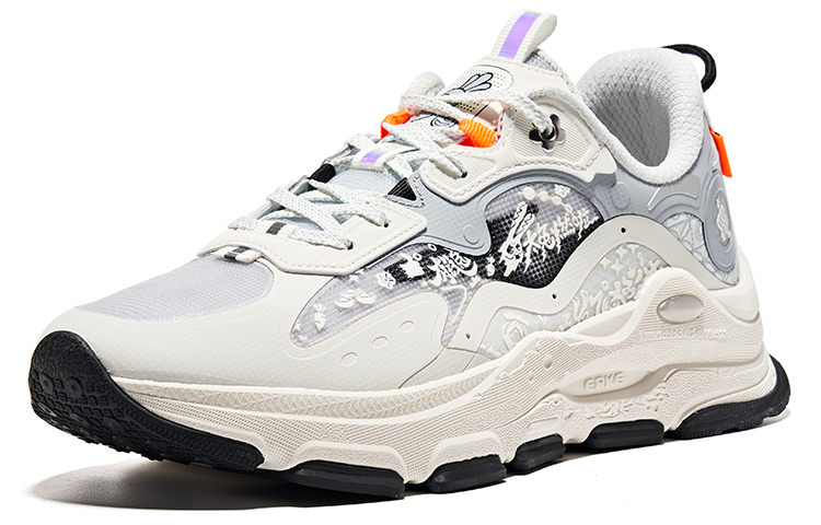 Erke Slip Resistant Abrasion Resistant Low top Running Shoes Men’s White Gray