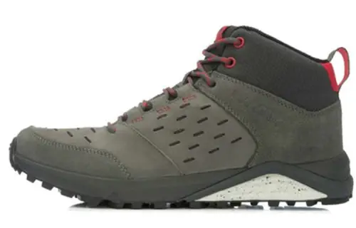Li Ning Cushioning Abrasion Resistant Slip Resistant High top Running Shoes Men's Gray Green