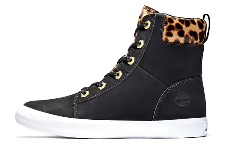 Timberland SKyla Bay 6 Inch Boot 'Black Nubuck Wtih Cheetah Collar' Women's