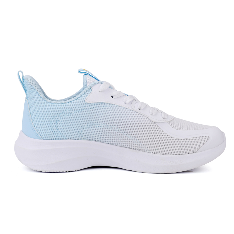 QIAODAN Synthetic Leather Cushioning Slip Resistant Breathable Low top Running Shoes Men’s White Blue