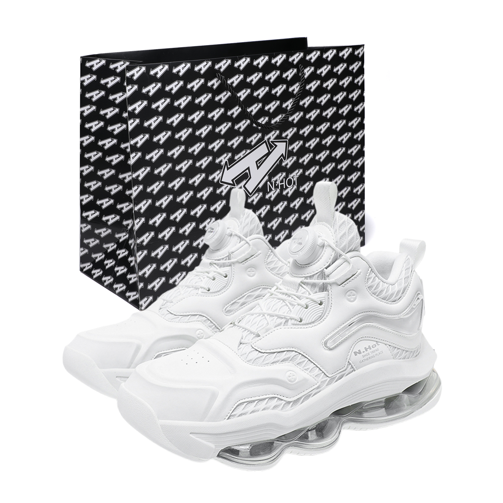 N·HOT Slip Resistant And Breathable Height Increasing EVA+Air Cushion Combination Rubber Running Shoes Unisex
