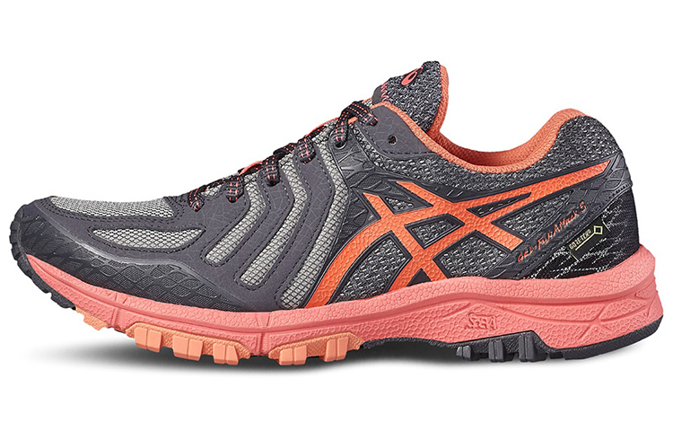 ASICS Gel Fujiattack 5 Fashion Abrasion Resistant Low top Running Shoes Women's Gray Orange