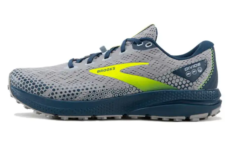 Brooks Comfortable Slip Resistant Abrasion Resistant Low top Running Shoes Men's Gray Blue Yellow