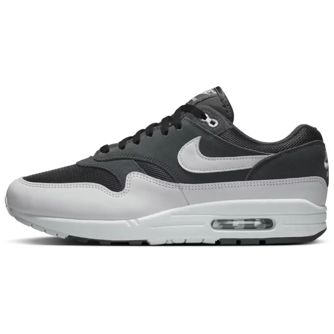 Nike Air Max 1 Breathable Abrasion Resistant Low top Casual Running Shoes Men's Gray Black