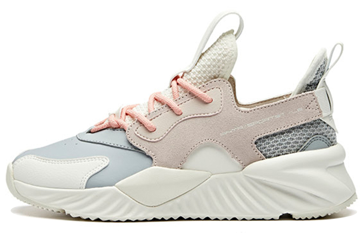 ANTA Chunky Sneakers Women's Low Top Mist Gray/Lotus Gray/Ivory White/Pink