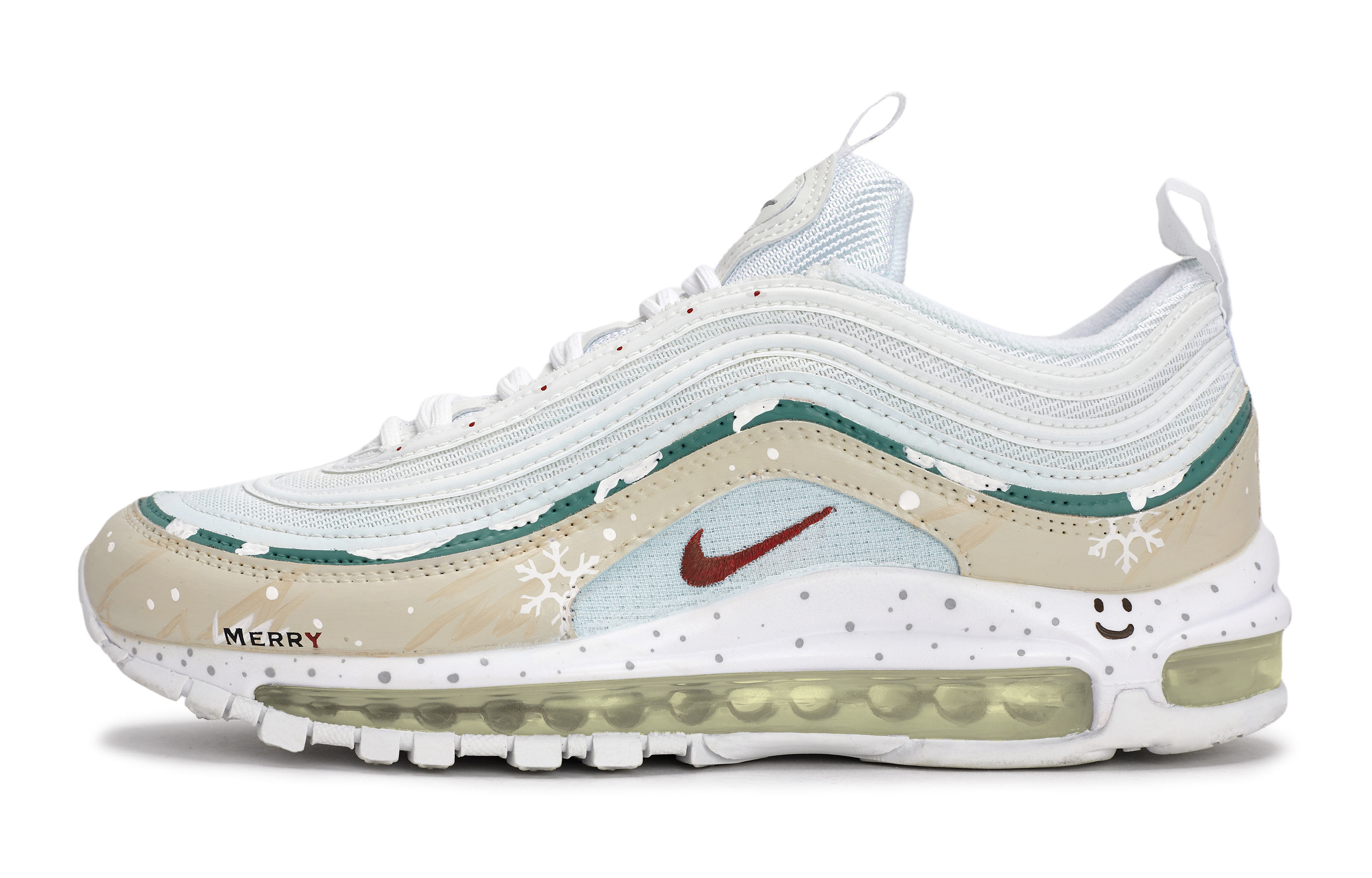 Nike Air Max 97 Abrasion Resistant Abrasion Resistant Low top Running Shoes Unisex White Blue Green
