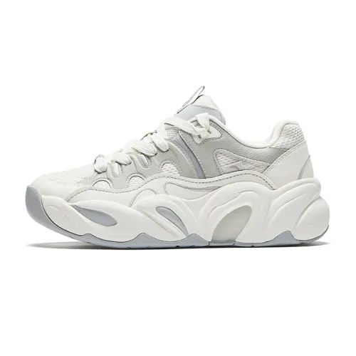 Anta Slip Resistant, Abrasion Resistant, Breathable Low top Chunky Sneakers Women's White Gray