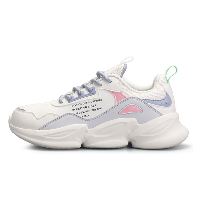 QIAODAN Slip Resistant Abrasion Resistant Low top Casual Running Shoes Women’s White Silver
