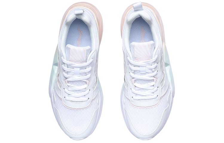 Li Ning Cushioning Slip Resistant Abrasion Resistant Low top Running Shoes Women’s White Apricot
