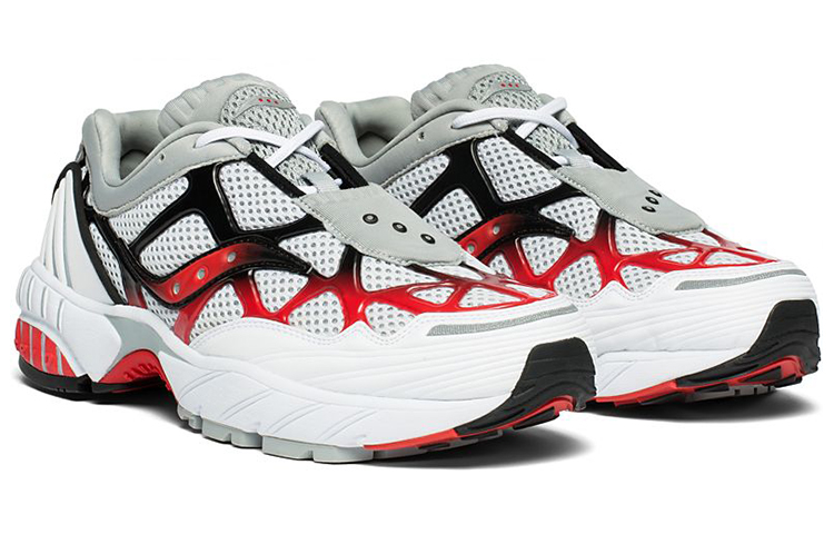saucony Grid Web White Grey Red