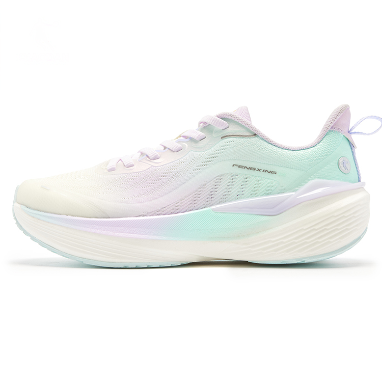 QIAODAN Cushioning Slip Resistant Low top Casual Running Shoes Women’s White Green Purple
