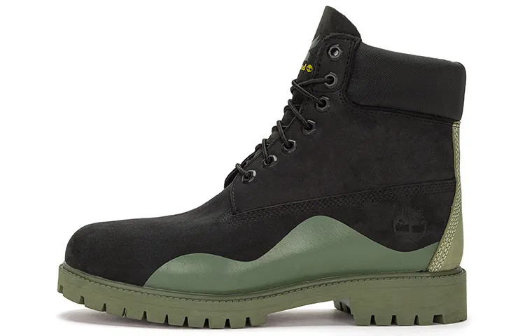 Timberland Heritage 6 Inch Waterproof Boot 'Black Nubuck With Green'