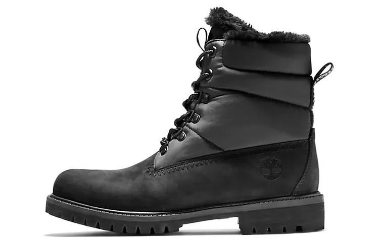 Timberland Heritage 6 Inch Premium Puffer Waterproof Boots 'Black With Black Fur' Women's