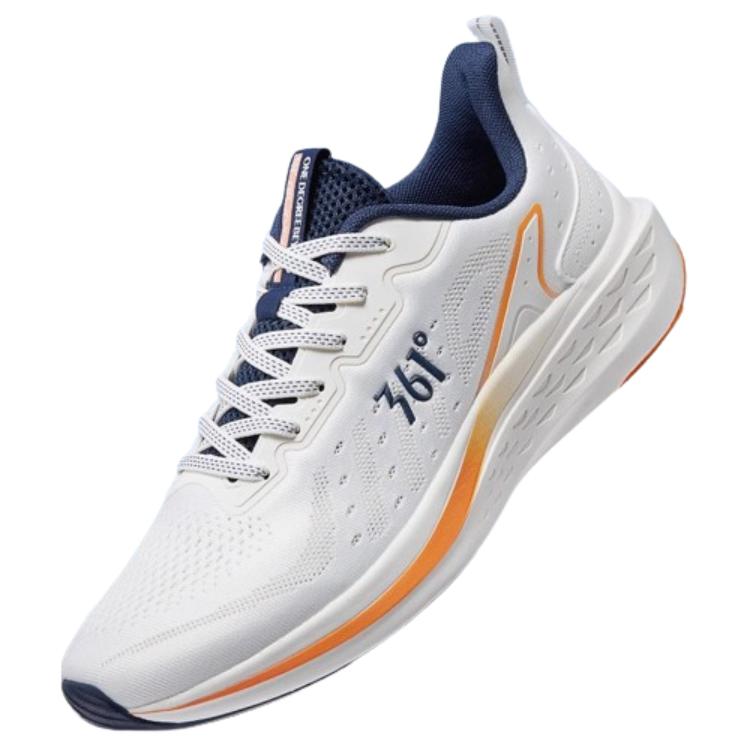 361° Cushioning Slip Resistant Abrasion Resistant Breathable Low top Running Shoes Men’s White Orange Blue
