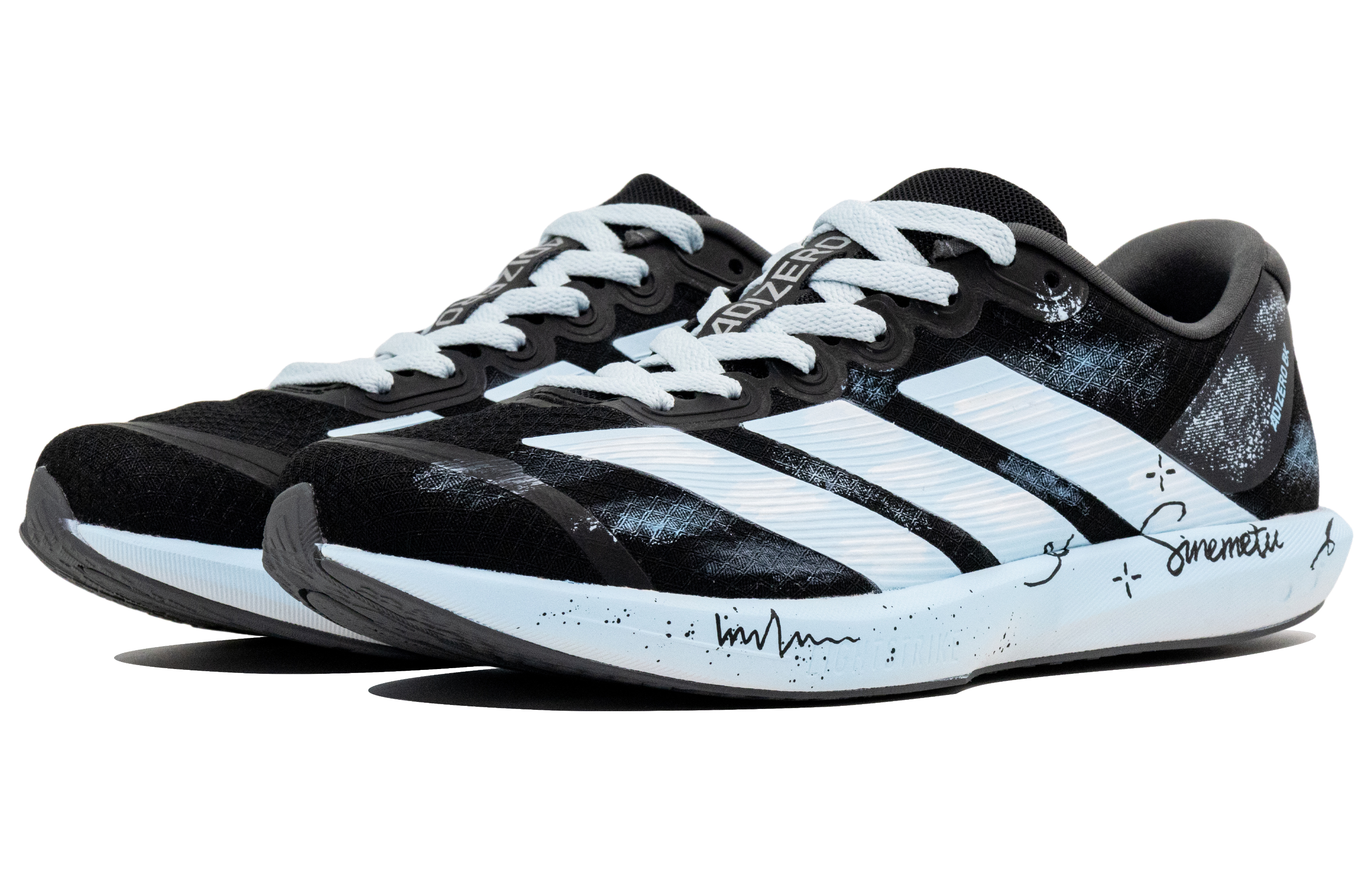 Adidas Adizero Lightweight Low top Running Shoes Unisex Black White Blue