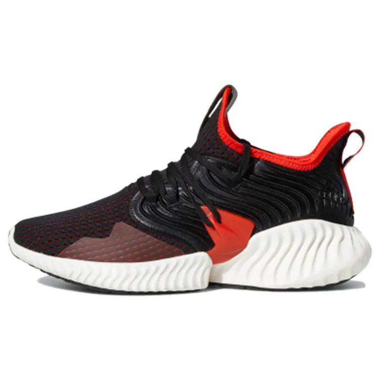 Adidas Alphabounce Instinct Fabric Breathable Low top Casual Running Shoes Men's Black Red