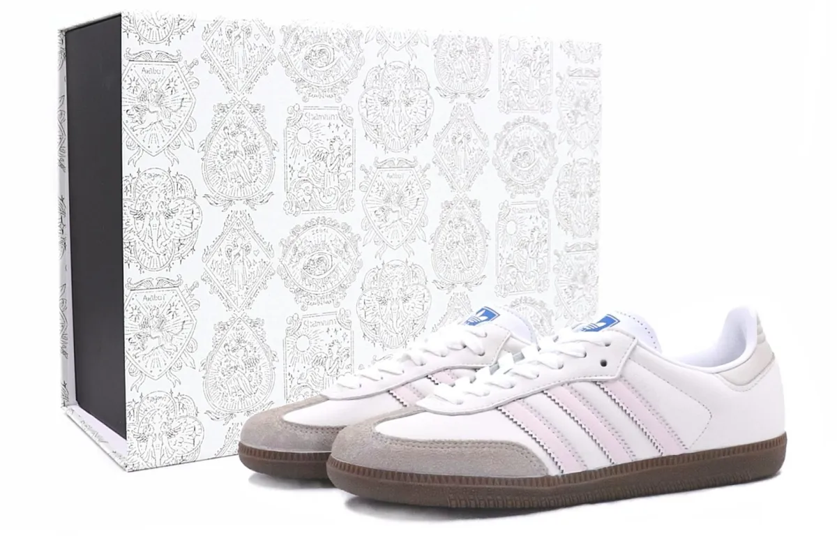 Adidas Originals SAMBA OG Abrasion Resistant, Lightweight, And Breathable Low top Skateboard Shoes Unisex Pink Beige