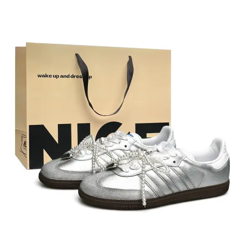 Adidas Originals SAMBA OG Moonlight Ballet Large Pearl Low top Skateboard Shoes Unisex Silver