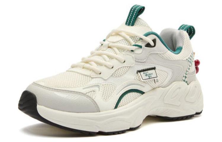 QIAODAN Cherry Shoes Synthetic Leather, Textile Rebound Abrasion Resistant Lightweight Breathable Low top Running Shoes