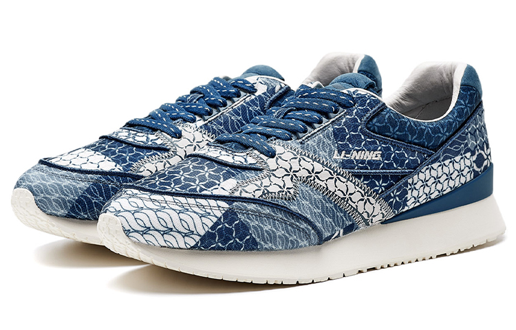 LI NING 1990 Cushioning Slip Resistant Abrasion Resistant Low top Running Shoes Men’s Strait Blue
