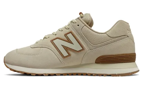 New Balance NB 574 comfortable sports two-layer suede leather low-top running shoes for men and women, off-white, D width