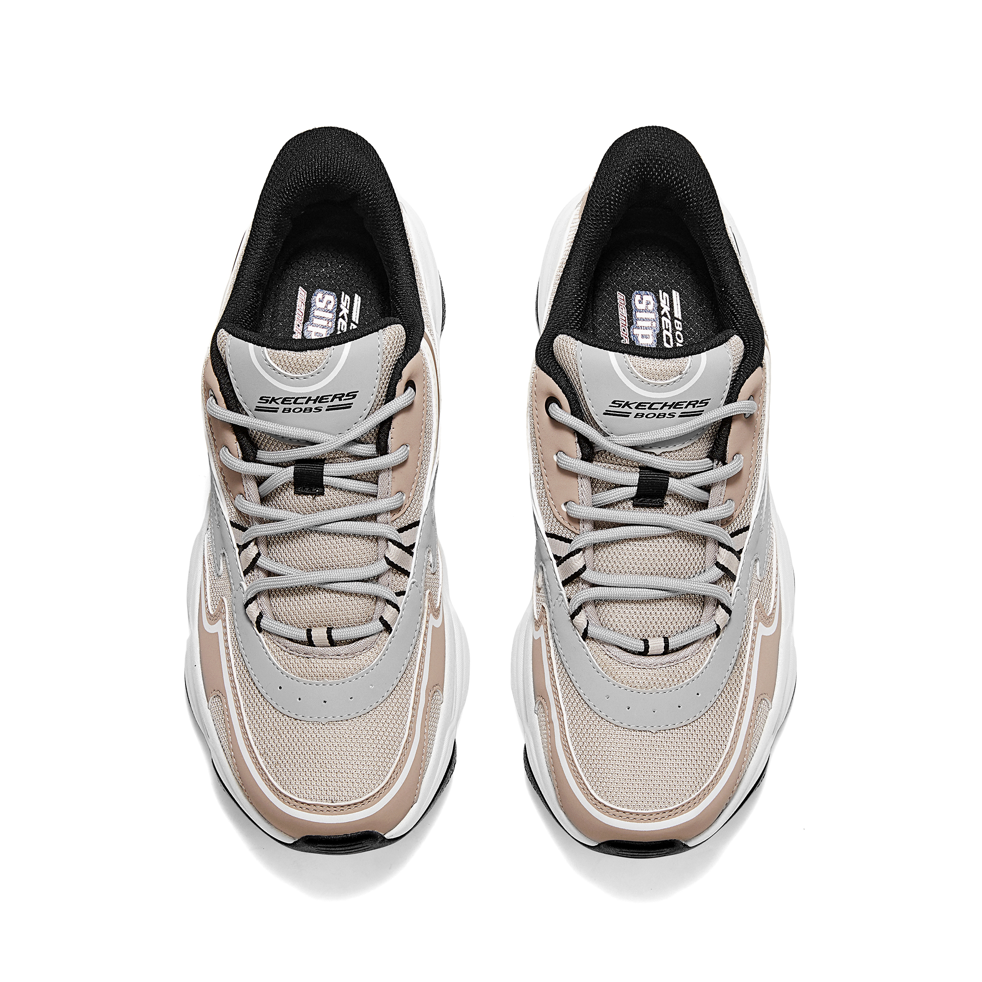 Skechers BOBS Sport Synthetic Leather Slip Resistant Abrasion Resistant Low top Running Shoes Men’s White Brown
