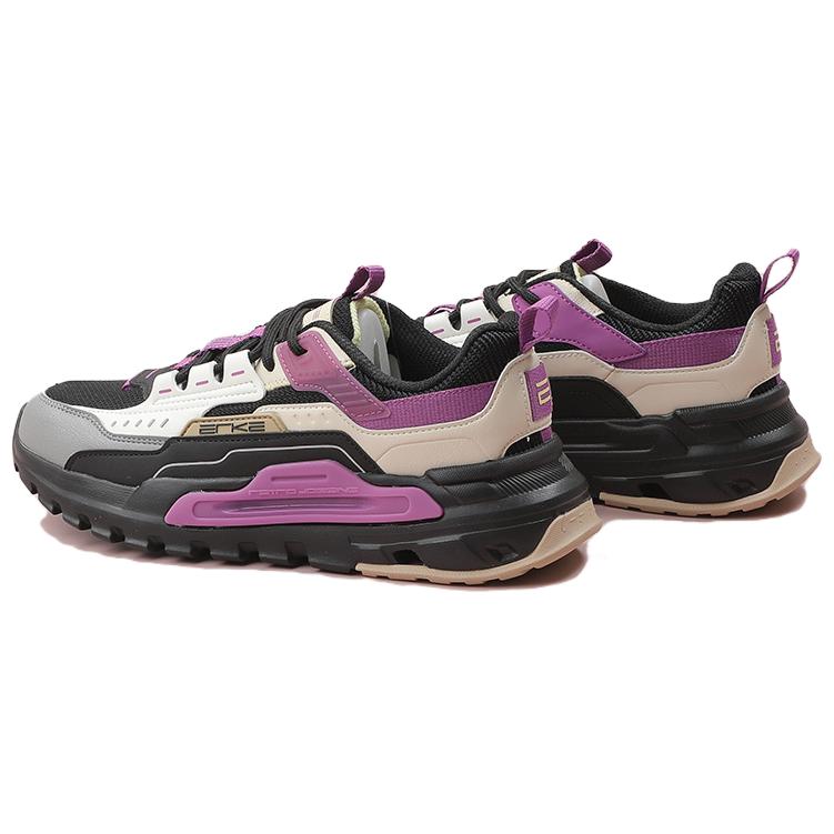Erke Cushioning Slip Resistant Low top Casual Running Shoes Women’s Black Purple